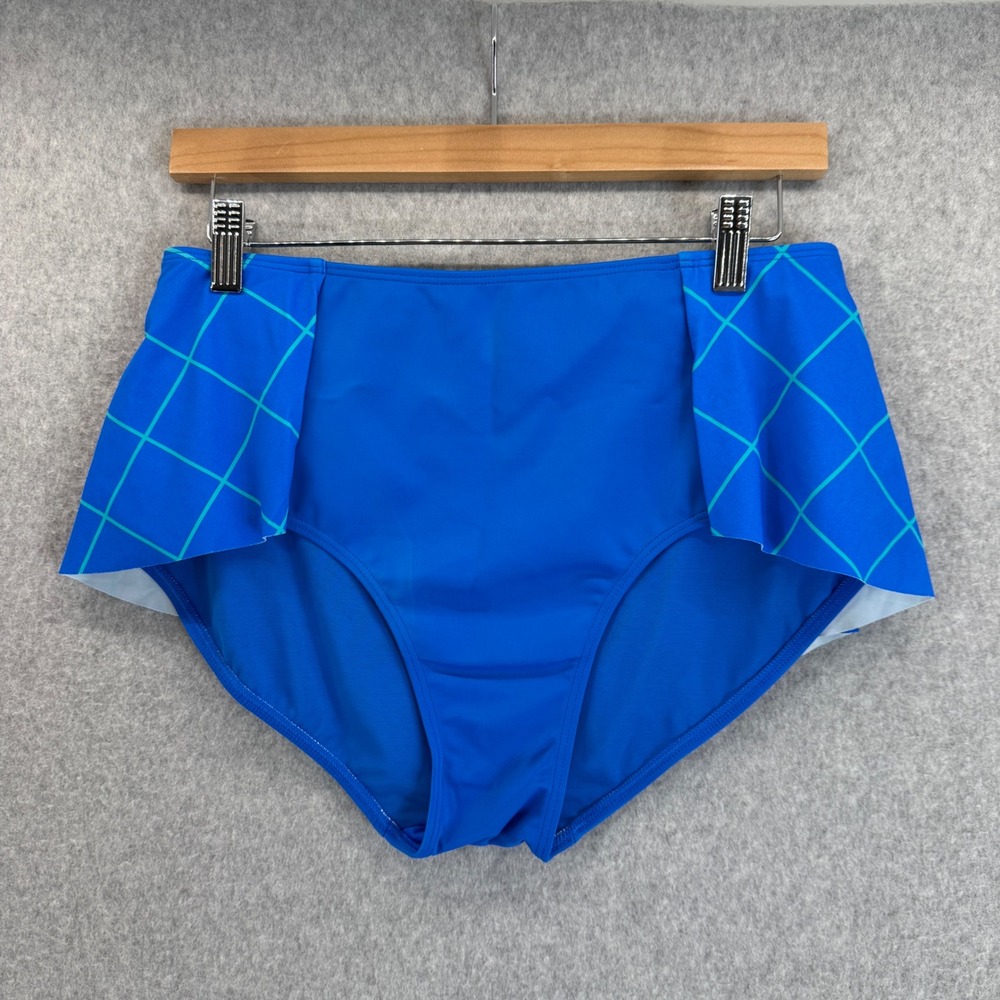 Spanx Swim Skirted Bikini Bottom High Waist Tummy Control Blue Womens‎ Size 12